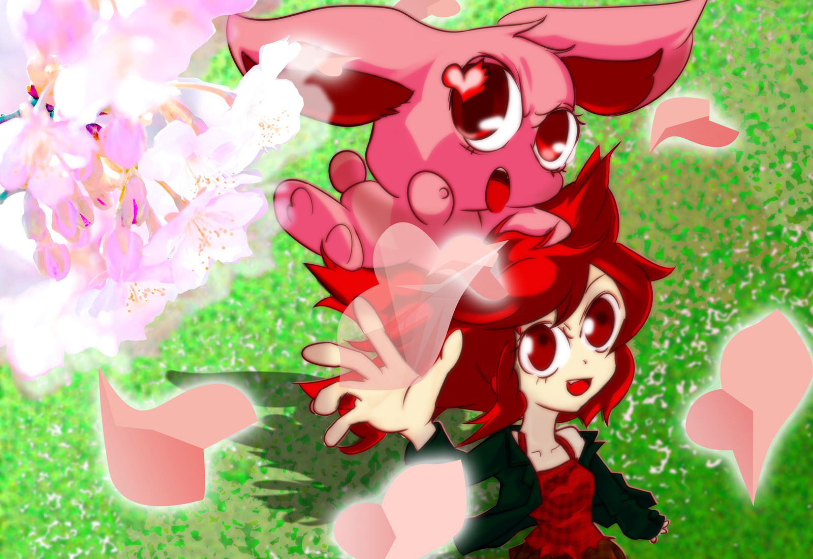 桜とウサギ